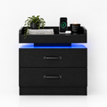 Wren LED nightstand with the LED strip lit at night