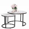 Marlowe white round nesting side tables on a white background