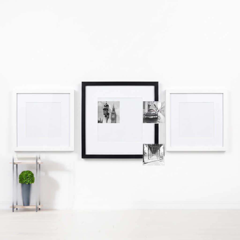 Lindra square photo frame set on a white background