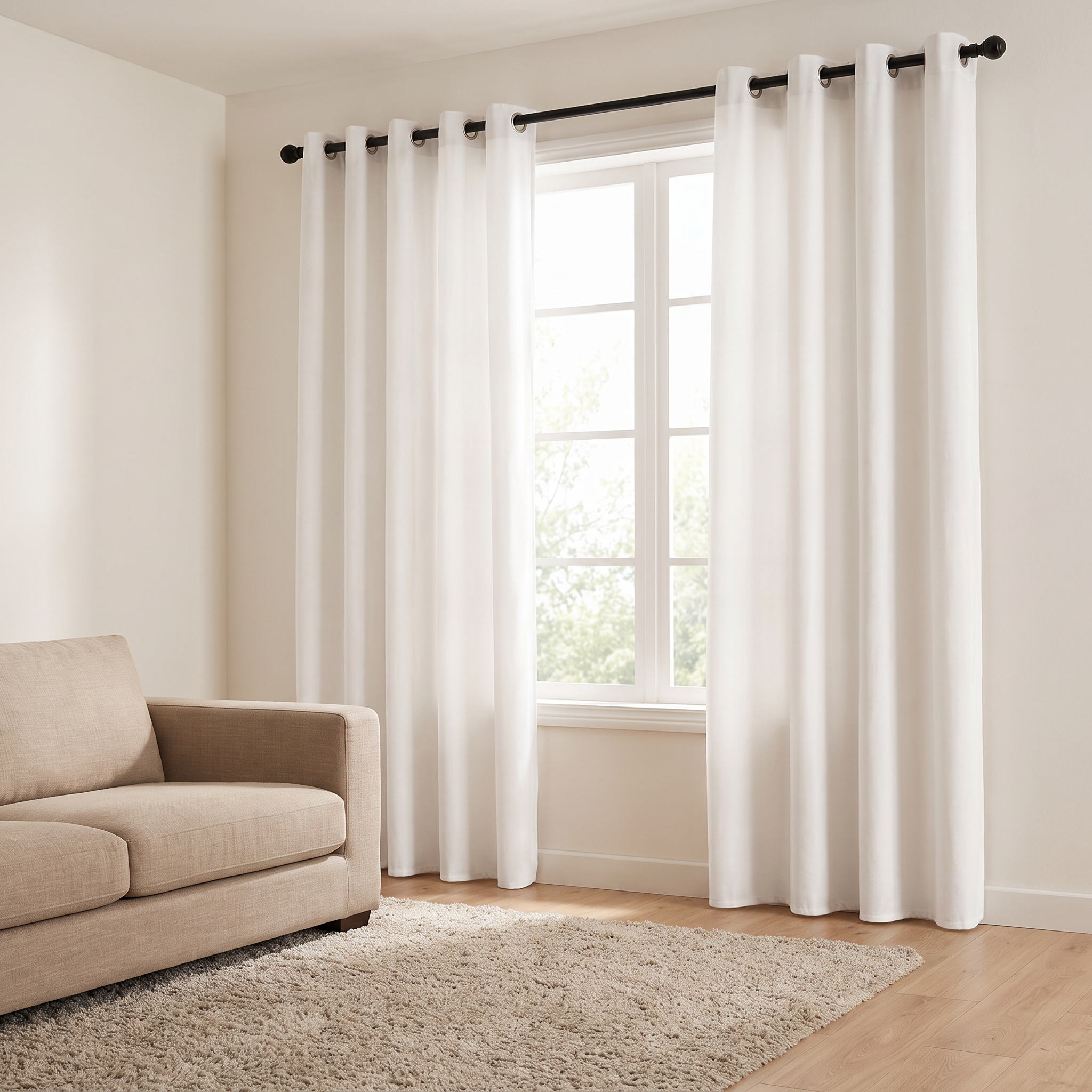 Verona velvet curtains framing a living room window
