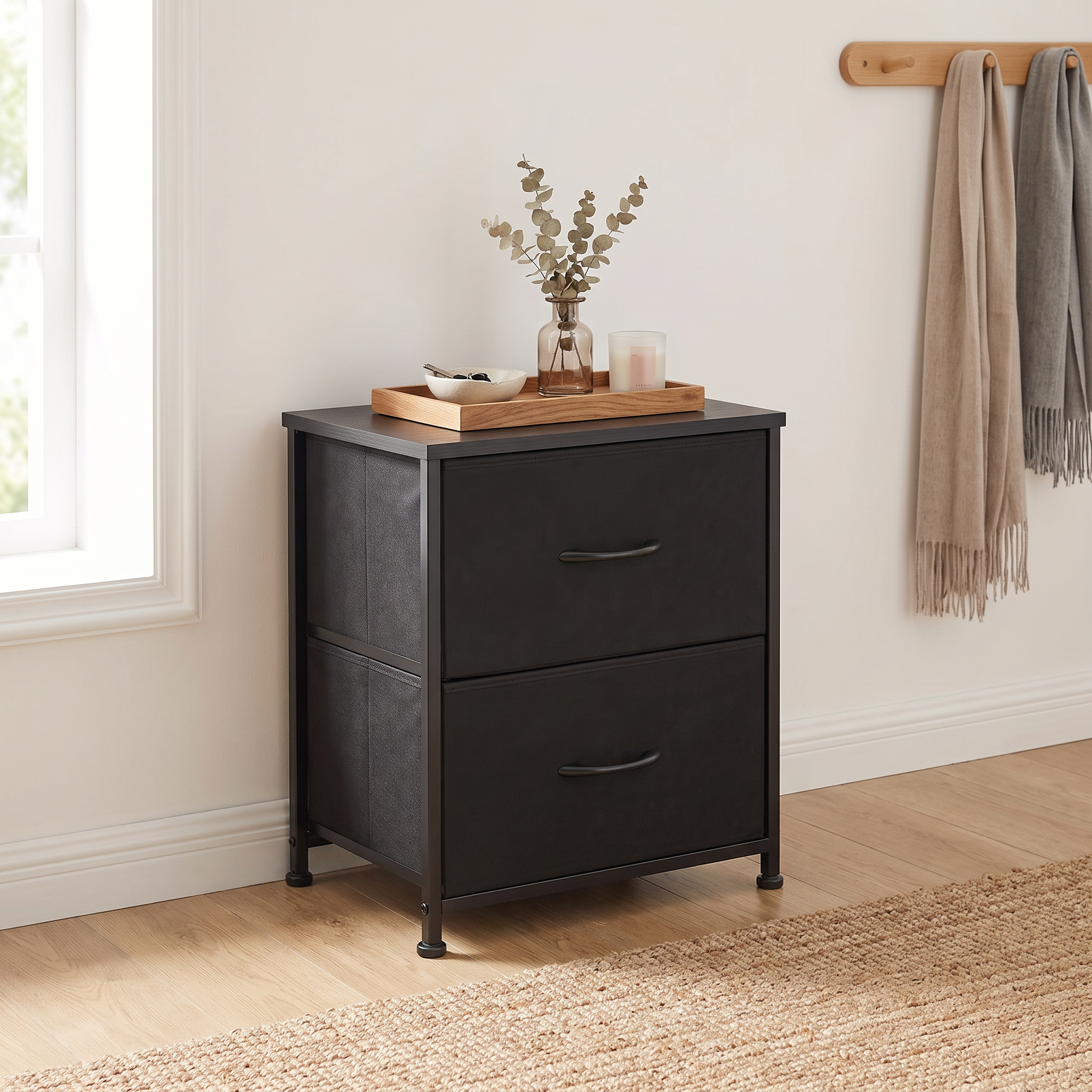 Halden nightstand used as an entryway console