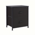 Halden two drawer fabric bin nightstand on a white background