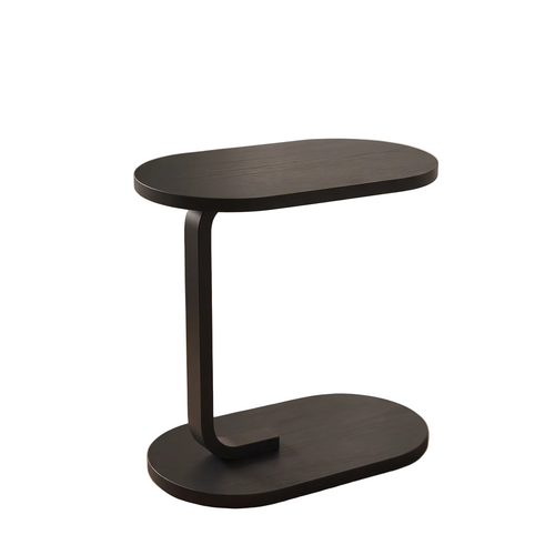 Aldon side table close view showing the wood top and metal frame