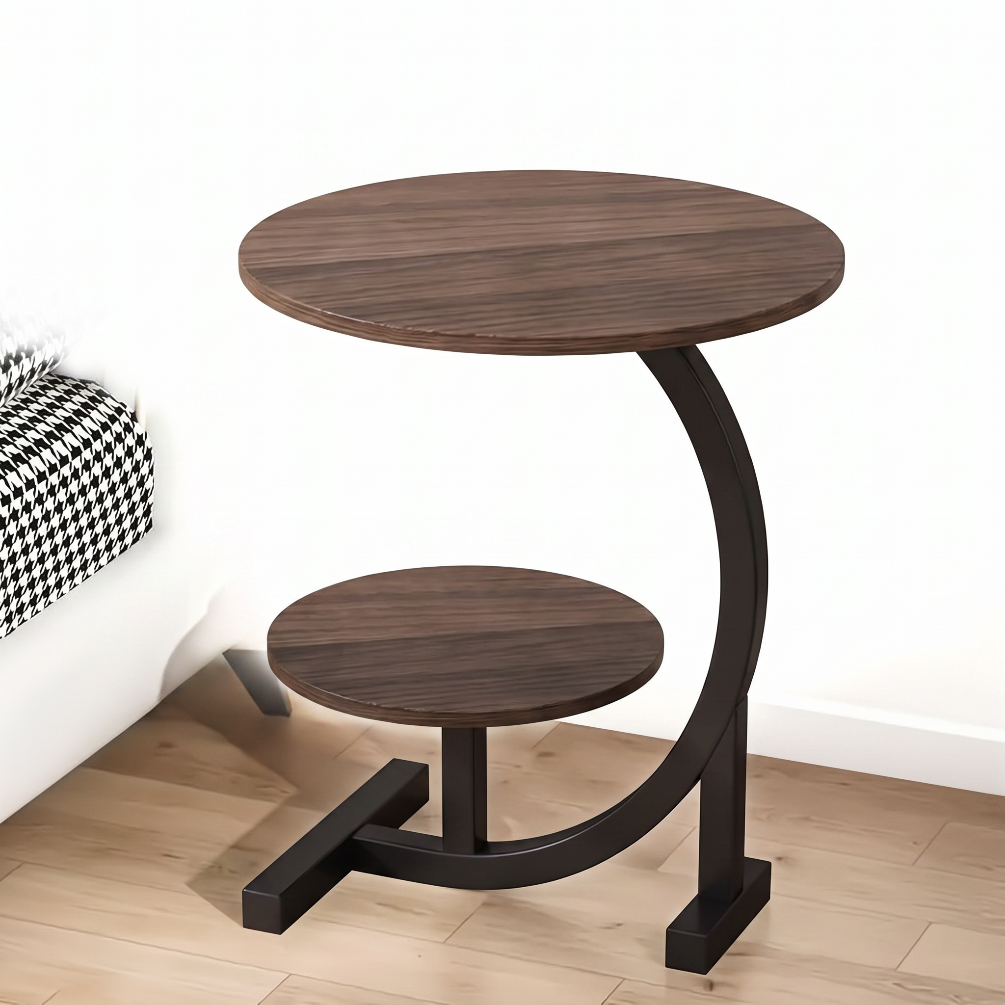 Elira wrought iron accent table on a white background
