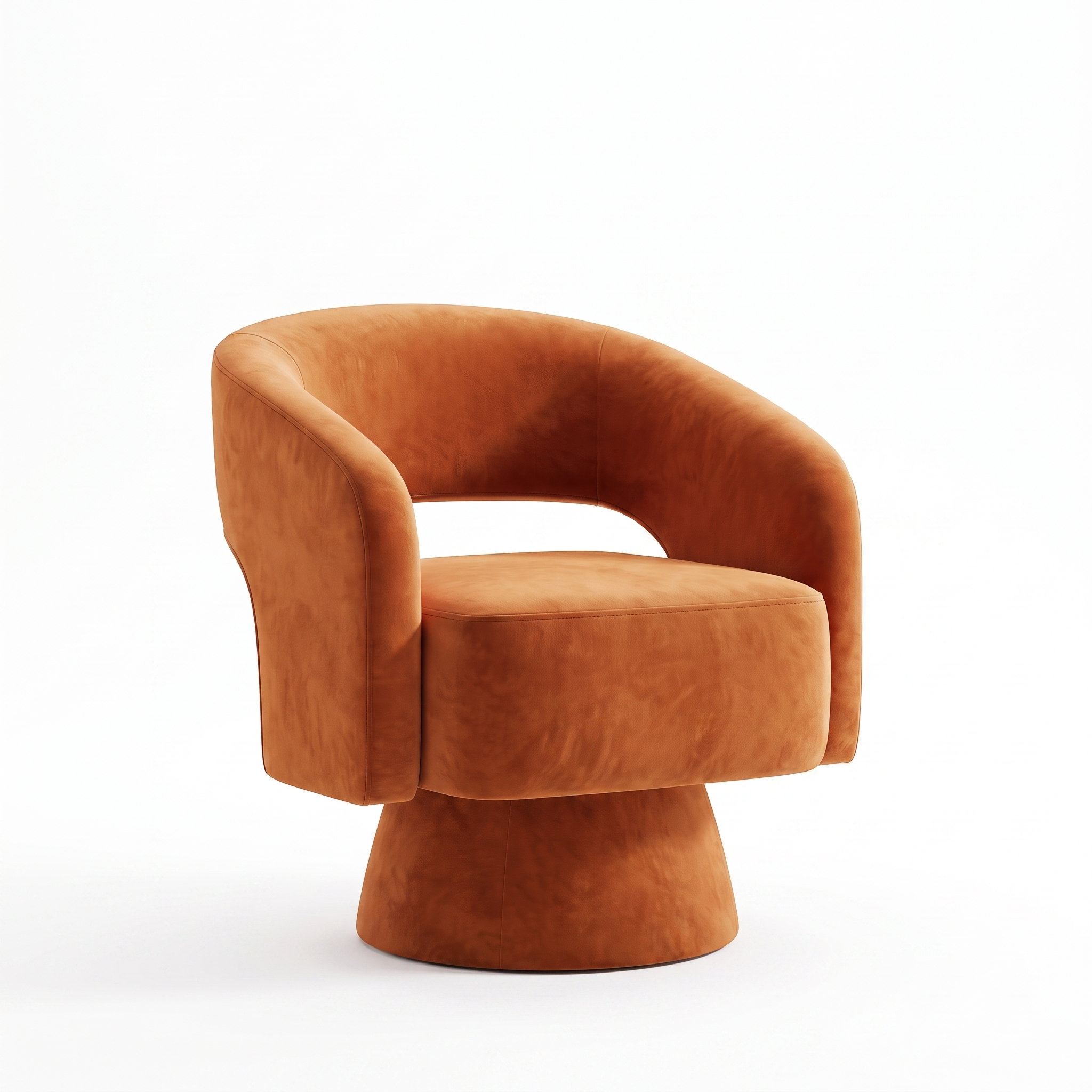 Solene velvet swivel chair on a white background
