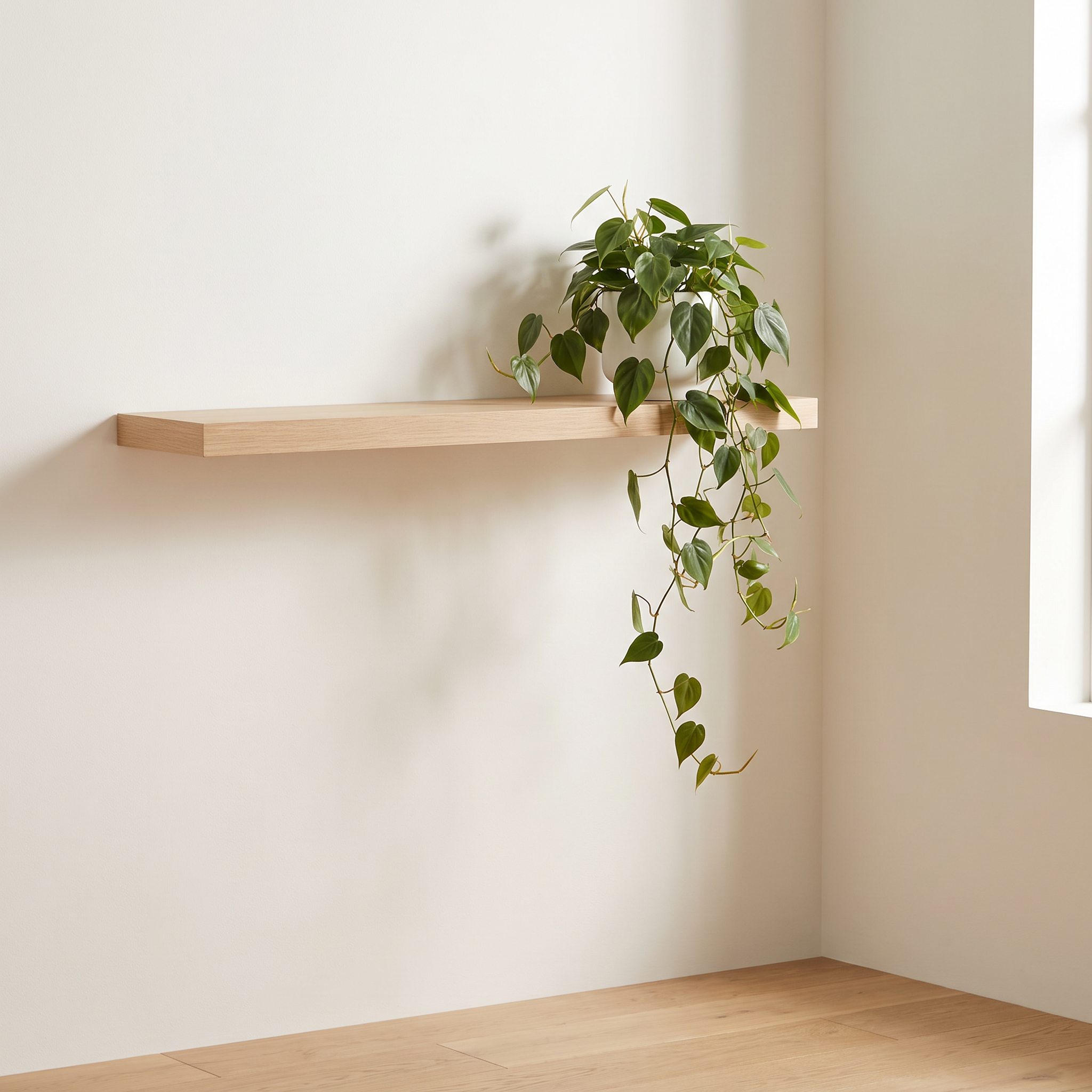 Norvani wall shelf with plant in a sunlit corner