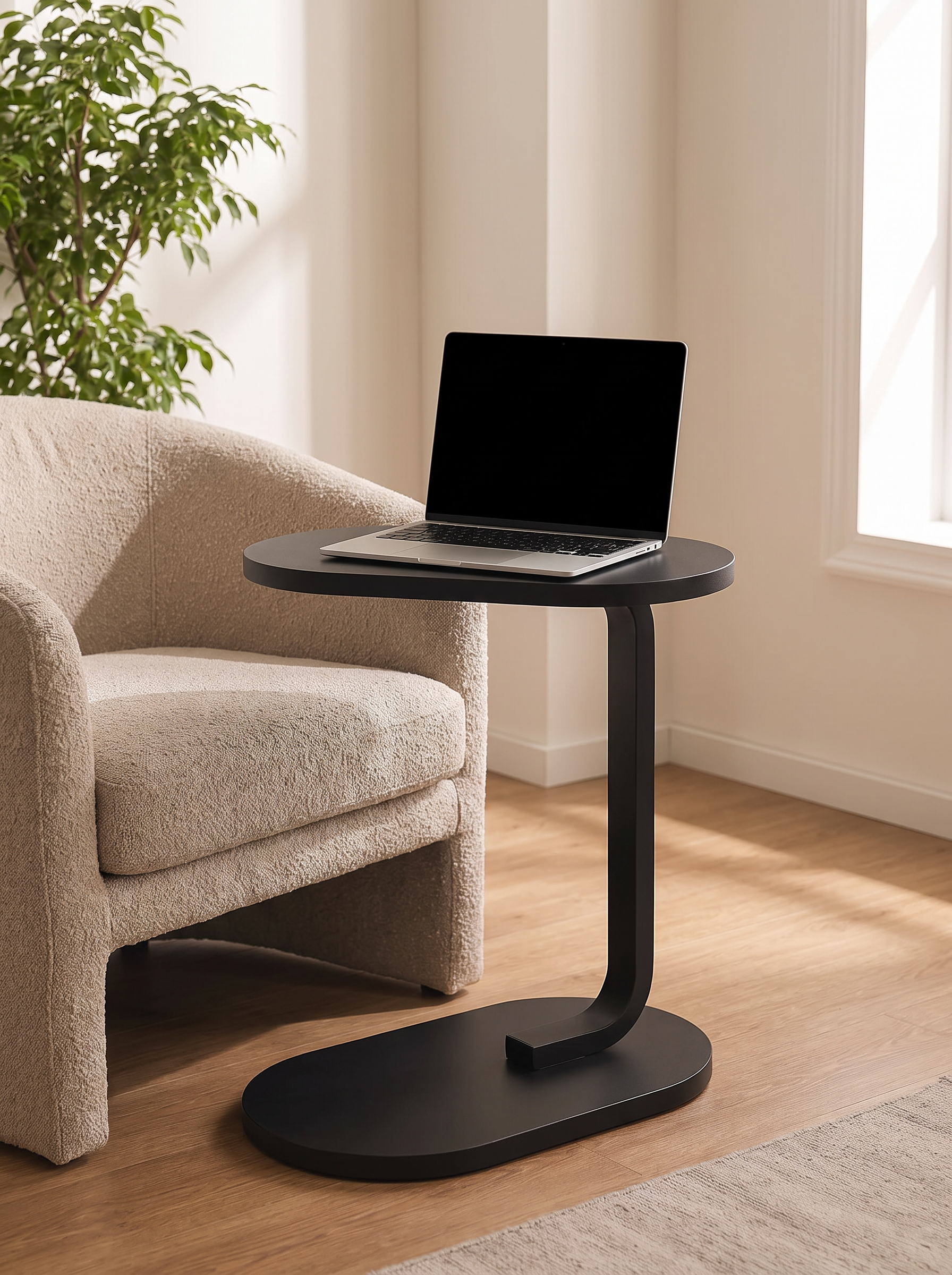 Aldon table holding a laptop at seat height
