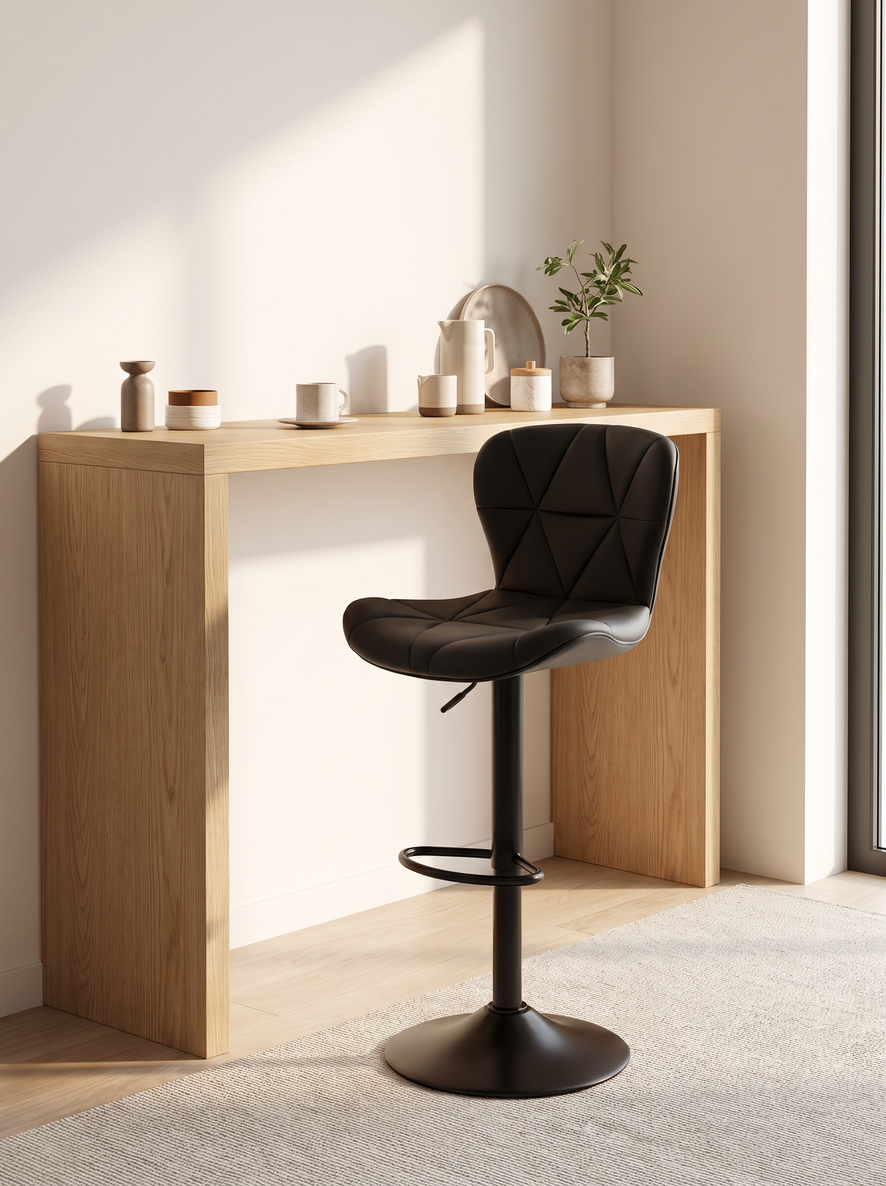 Rowan stool raised to a taller bar counter