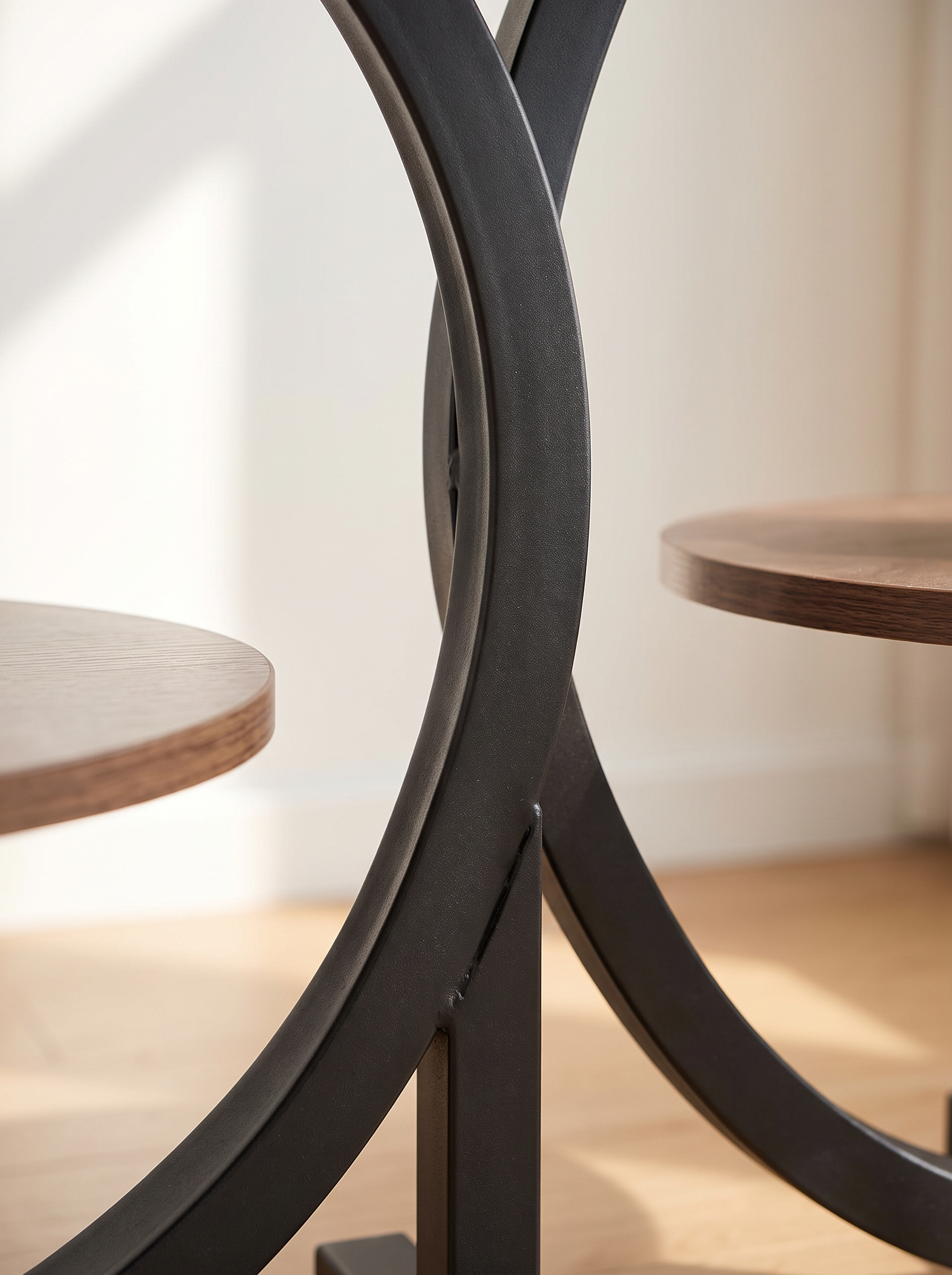 Elira thin wrought iron frame joint detail