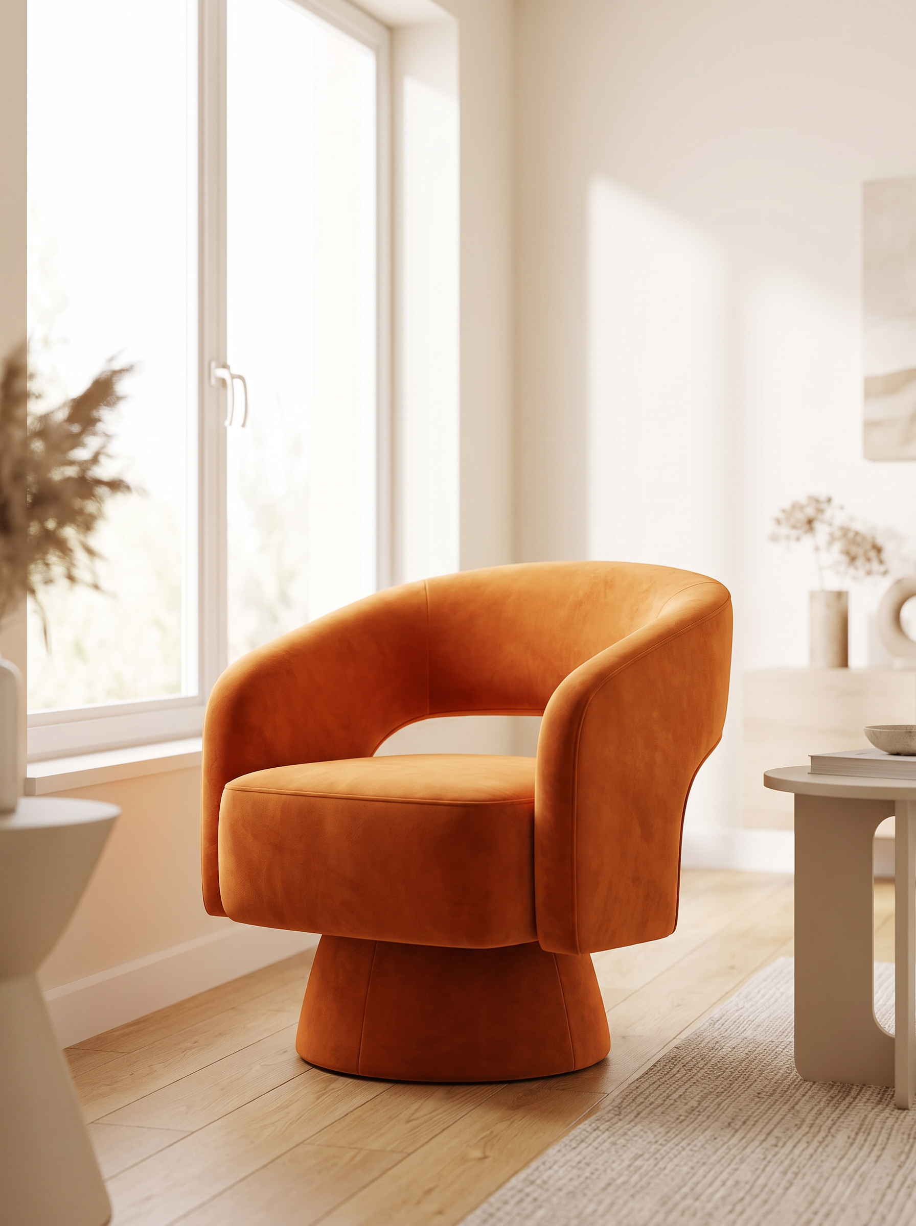 Solene chair turned to face a bright window