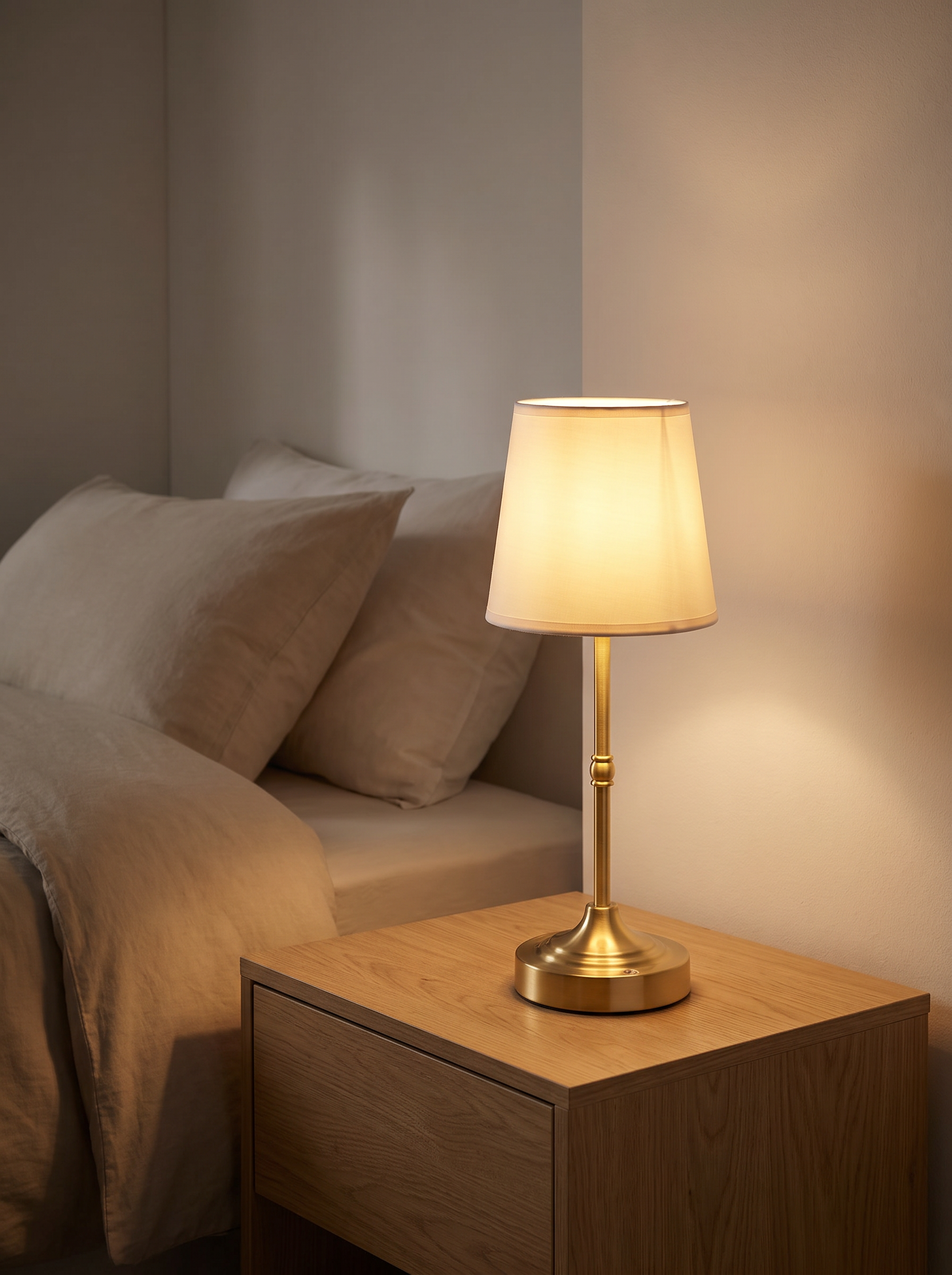 Lumina lamp on a nightstand with no cord