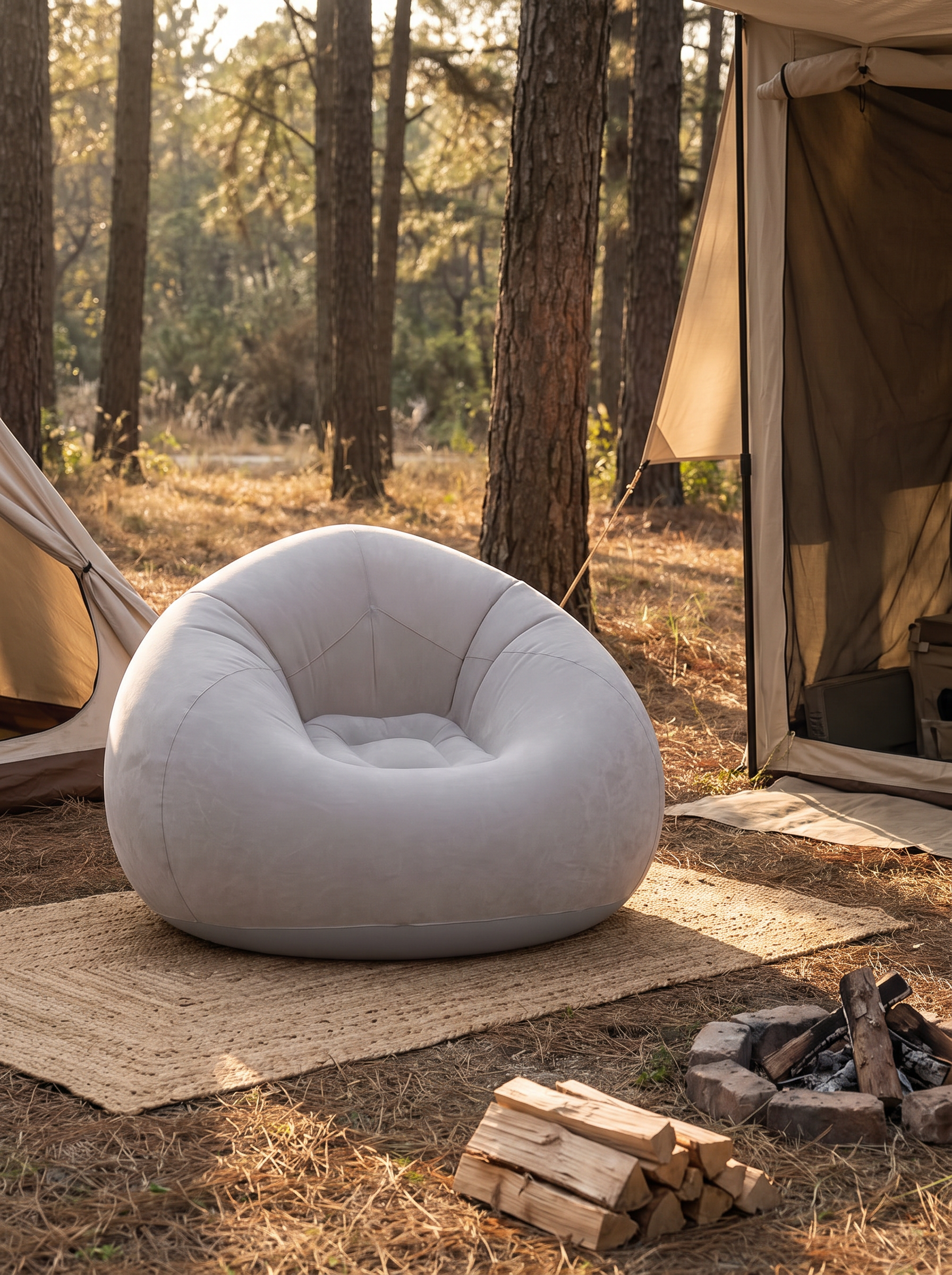 Cloudform chair set up outdoors at a campsite