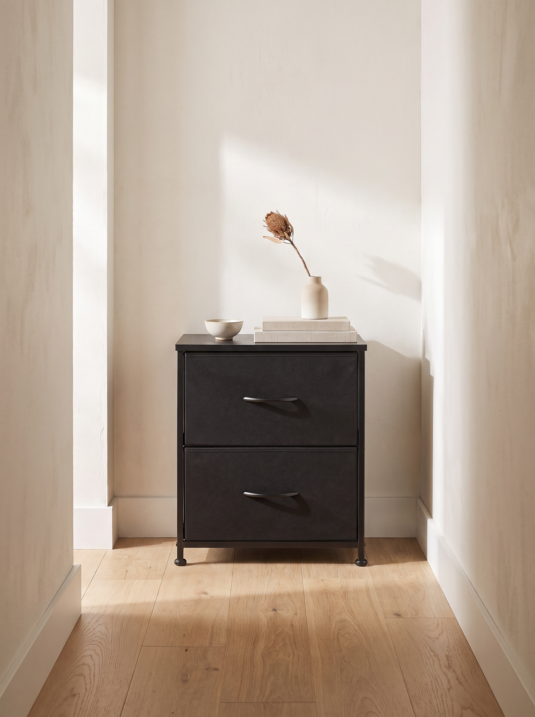 Halden nightstand in a narrow entryway